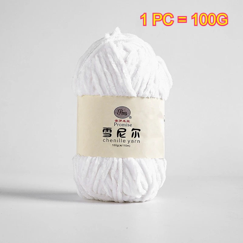 Hilo de terciopelo de chenilla de 100g y 6mm, hilo de punto grueso de lana para ganchillo, bufanda DIY, sombrero, muñecas, manta, ropa, hilo de felpa de poliéster para bebé
