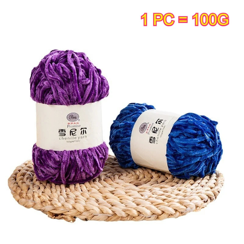 Hilo de terciopelo de chenilla de 100g y 6mm, hilo de punto grueso de lana para ganchillo, bufanda DIY, sombrero, muñecas, manta, ropa, hilo de felpa de poliéster para bebé
