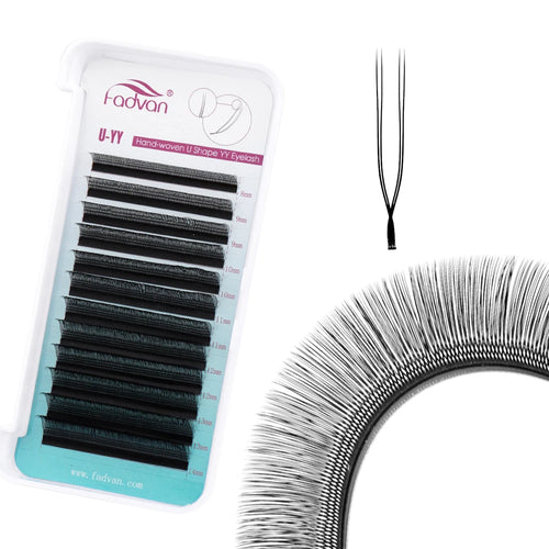 FADVAN U forma YY pestañas de extensión de doble punta C/D rizo prefabricado volumen ventilador pestañas naturales suaves y tenues pestañas postizas