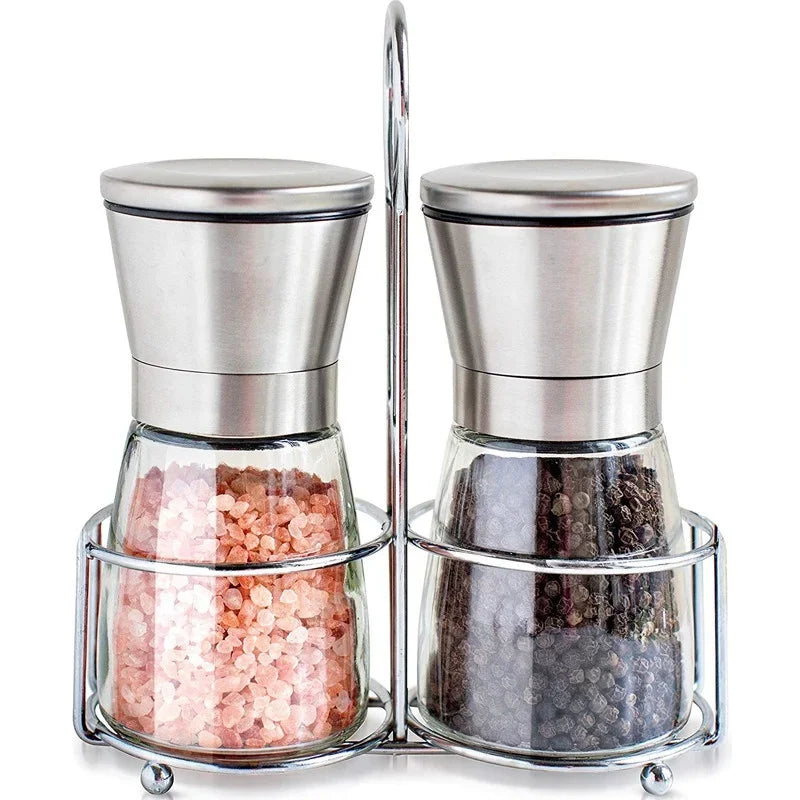 Molinillo de pimienta de 180/200ML, botella de especias de vidrio de acero inoxidable, molinillo de sal y pimienta, molinillo de especias Manual, utensilios de cocina para el hogar