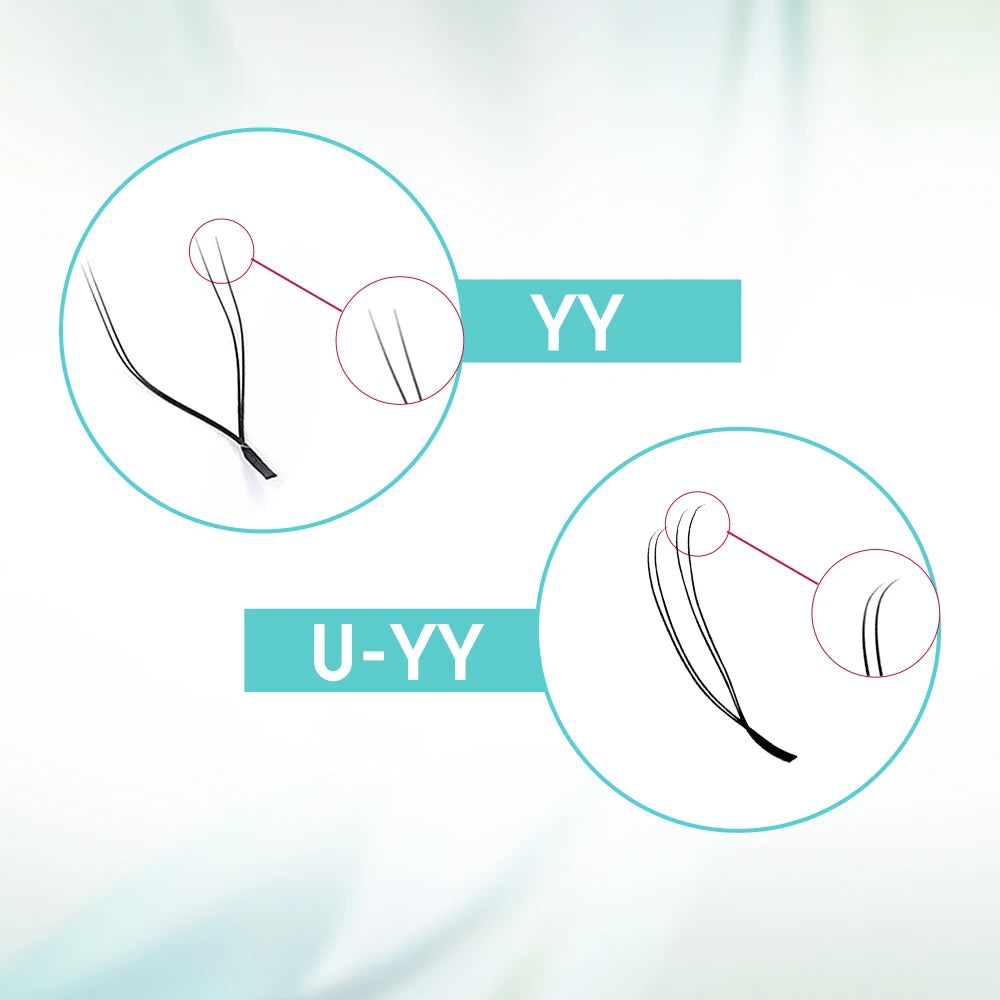 FADVAN U forma YY pestañas de extensión de doble punta C/D rizo prefabricado volumen ventilador pestañas naturales suaves y tenues pestañas postizas