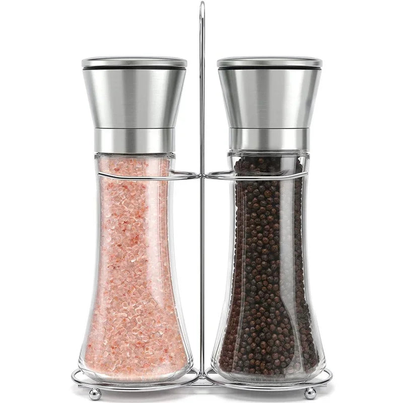 Molinillo de pimienta de 180/200ML, botella de especias de vidrio de acero inoxidable, molinillo de sal y pimienta, molinillo de especias Manual, utensilios de cocina para el hogar