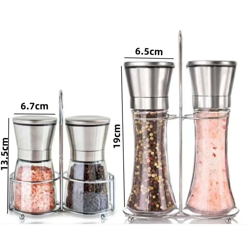 Molinillo de pimienta de 180/200ML, botella de especias de vidrio de acero inoxidable, molinillo de sal y pimienta, molinillo de especias Manual, utensilios de cocina para el hogar